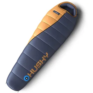 CUBES Husky Enjoy Schlafsack 4 Jahreszeiten bis -25°C, Warmer Winter Mumienschlafsack für Erwachsene, Winterschlafsack für Camping, Trekking und Outdoor (Blau/Orange, 220x85)