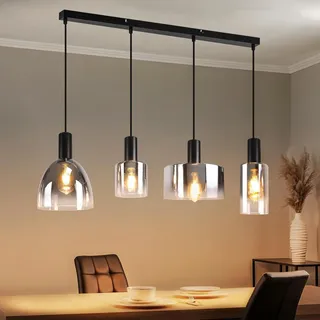 CBJKTX Pendelleuchte Esstisch Hängelampe 4 Flammig - Hängeleuchte Vintage Glas Esszimmerlampe Hängend E27 Retro Pendellampe Höhenverstellbar für küche Wohnzimmer Esszimmer (ohne Leuchtmittel)