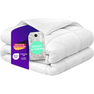 Traumnacht Royal Daunendecke 135x200 cm | Sommerdecke leicht 1.070 g | 70% Daunen & 30% Federn | Premium-Baumwollbezug | waschbar 60 °C | Öko-Tex Zertifiziert | Deutscher Qualitätsstandard