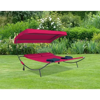VCM Bindox Doppel-Gartenliege 200 x 180 x 137 cm rot inkl. Sonnendach