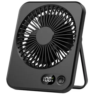 Minicloss Mini USB-Ventilator Mini USB-Ventilator, Einstellbar Tragbarer LED Anzeige Fan, Für Büro, Zuhause, Schlafzimmer, Bibliothek schwarz