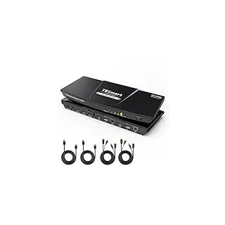 TESmart DisplayPort HDMI KVM Switch 2 PC 2 Monitor, 4K 60Hz KVM-Switch mit EDID, Audio, 3x USB für Scanner Drucker Tastatur Maus, Hotkey KVM Umschalter Dual Monitor, mit DP/KVM-Kabel, IR-Fernbedienung