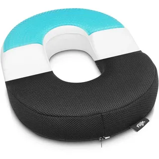 riijk Multi-Stützkissen Gel Sitzring, Donutkissen mit Spezialschaum, Gel Sitzkissen, Steißbeinkissen Ideal nach OP, Schwangerschaft & bei Hämorrhoiden, Ringkissen mit innovativer Gel-Schicht schwarz