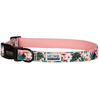 ARIZONA HOT DOGS Hunde-Halsband Nylon & Neopren, Arizona Hotdogs Tropicool Palmenmuster Rosa, S rosa S