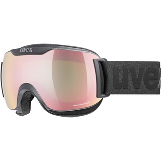 uvex downhill 2000 S CV - Skibrille für Damen und Herren - konstraststeigernd - verzerrungs- & beschlagfrei - black matt/rose-green - one size