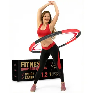 SummerFan Hula Hoop Reifen Erwachsene (1,2 kg | 8 Teile) - Größenverstellbar & Stabil - Fitness Reifen zum Abnehmen (Ohne Wellen) - Weicher NBR Schaumstoff für Anfänger