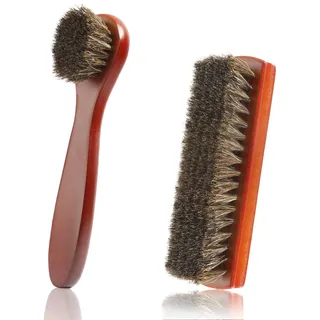Pferdehaar Bürste,Rosshaarbürste,Schuhbürsten Set,2 Stück Horsehair Shoe Brush Set,Schuhbürste,Schuhputzsets Reinigung,Wildlederbürste,Schuhputzbürste,Schuhbürsten,Schuhputzset,Schuhpflegeset