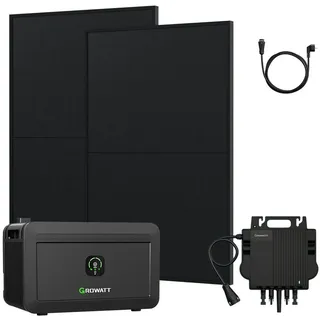 Growatt NOAH 2000 Solarspeicher für Balkonkraftwerk + 2x 450W Bifaziale Solarmodule + 800W Wechselrichter