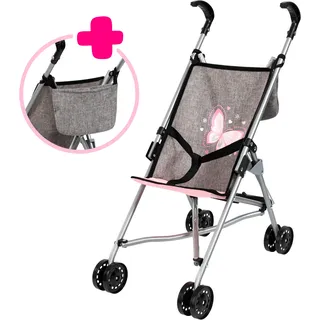 Bayer Puppenbuggy Schmetterling grau/rosa