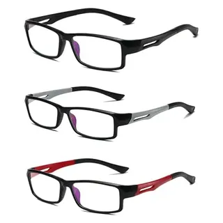 Eyglajdd TR90 Lesebrille für Damen Herren,Rechteck Zweifarbig Lesebrille Lesehilfe,3er Packe Blaulichtblockierende Brillen Schwarz-Grau-Rot +4,00