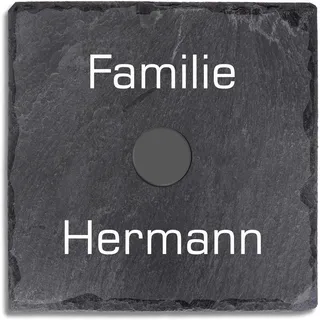 Funkklingel Schiefer kabellose Funkklingel Aufputz Flach 100 x 100 mm Funktürklingel mit Beschriftung