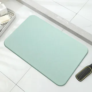 Absorbierende Steinbadematte, Steinbadematte, saugfähige Badematte, rutschfeste natürliche Kieselgur-Badematte, Haushalt, Badezimmer,Grün,30x20cm