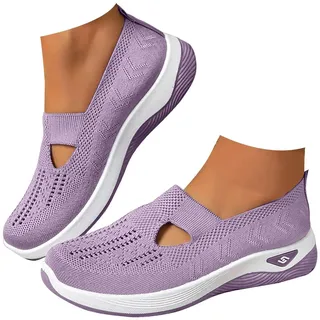 Udbeksid Orthopädische Schuhe Damen Sneaker, Schuhe ohne Schnürung für Handsfree Cushion Slip On rutschfeste Walkingschuhe Turnschuhe Leicht Bequeme Erhöhte Füße Sommer Gesundheitsschuhe Barfußschuhe - 38 EU