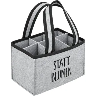 MIJOMA Filz Flaschenträger für 6 Flaschen – stilvolle Tragetasche mit Stickmotiv für Bier, Softdrinks und Getränke unterwegs (Statt Blumen)