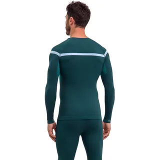 FALKE Herren Baselayer-Shirt Warm Round Neck M L/s Sh Funktionsmaterial schnelltrocknend 1 Stück, Grün Holly 7385, XL