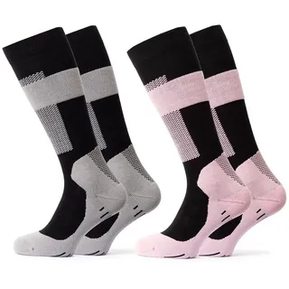 OCCULTO Skisocken Damen Kompressions Skisocken 2er Pack (Model: Taylor) (2-Paar) rosa 35-38