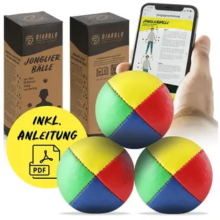 Diabolo Freizeitsport Spielball zum Jonglieren (Jonglierbälle 62mm, 1-St., 3 Stk. im Set, vierfarbig)