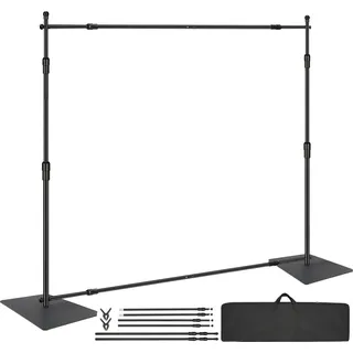 SucceBuy 10ft x 10ft Rohr- und Vorhangset, robuster Hintergrundständer mit Basis Kohlenstoffstahl, verstellbare Stütze mit 6 Klemmen und Tragetas...