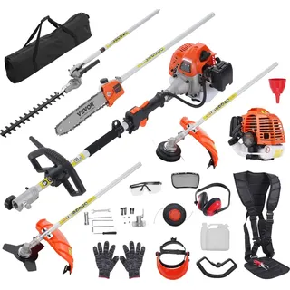 Vevor 5-in-1 Heckentrimmer Benzin-Heckenschere, 26CC Langstielheckenschere 0,54L