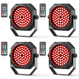 30W Mini RGBW akku 60 LED Par Licht mit Fernbedienung Wiederaufladbar Batterie Bühnenlicht Stroboskoplicht mit Sprachsteuerung, Automatikmodus Discolicht für DJ Party Geburtstag Zimmer (4 Stück)