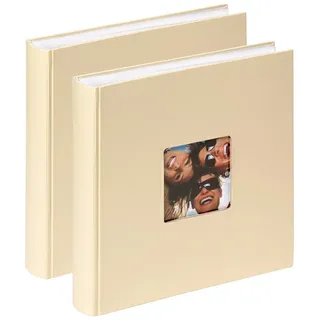 walther design Fotoalbum creme 30 x 30 cm mit Cover-Ausstanzung, Doppelpack, Fun FA-208-HD
