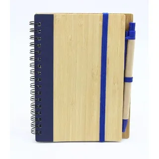 Luna24 simply great ideas... Notizbuch Bambus-Notizbuch glatt Gummi & Stift 16x12cm 4 versch. Farben wählbar blau