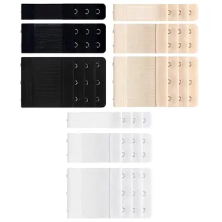 WOLMIK BH-Verlängerungen – BH-Verlängerungen 3 Haken, BH-Verlängerungen 2 Haken, BH-Verlängerung 1 Haken, Damen-BH-Träger-Verlängerungs-Set, 3 Reihen x 3 Haken & 2 Haken & 1 Haken, Haut, Weiß, - Einheitsgröße