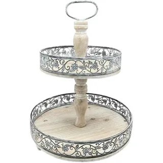 Exner dekorative große runde Deko-Etagere Metall-Etagere Küchen-Etagere 2-stufig Metall vintage Landhaus Stil