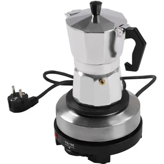 SOPERIT Espressokocher Elektrisch 3 Tassen Espresso mit Separatem Boden Espressomaschine Überhitzungsschutz Tragbarer Aluminium Kaffeemaschine für Mokka Espresso Kocher