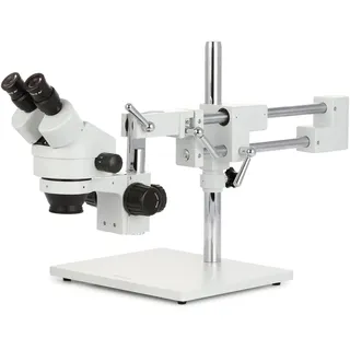 AmScope SM-4B Professionelles Fernglas, Stereo-Zoom-Mikroskop, WH10x Okulare, 7-45x Vergrößerung, 0,7-4,5 x Zoomobjektiv, Doppelarm-Galgenstativ