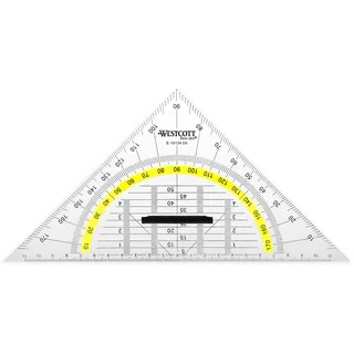 Westcott E-10134 00 Geometriedreieck Kunststoff mit abnehmbarem Griff, 22 cm, transparent