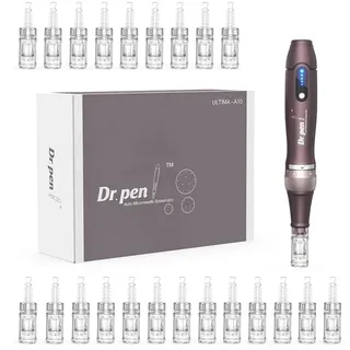 Dr. pen A10 Professioneller Microneedling Pen – Kabellos in Violett, inkl. 22 Ersatzpatronen (12 & 36 Pin), 5 Geschwindigkeiten, 0–2,5 mm verstellbar