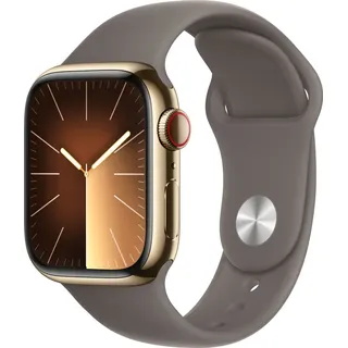 GPS + Cellular 41 mm Edelstahlgehäuse gold, Sportarmband tonbraun M/L