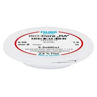 Felder Löttechnik ISO-Core RA Sn99Cu1 Lötzinn, bleifrei Spule Sn99,3Cu0,7 0.5mm