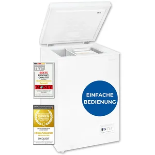 Exquisit Gefriertruhe, Kombigerät, Tiefkühltruhe, 98 Liter, 4-Sterne-Gefrieren, Gefriertruhe klein, Toplader, GT101-E-040E weiss