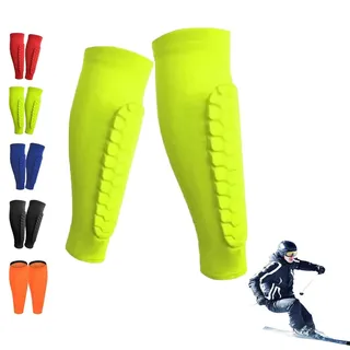 1 Paar Schienbeinschoner Ski, Atmungsaktiv & rutschfest, Anti-Rutsch-Silikonstreifen & 360° Stabilität, für Heranwachsende & Erwachsene (Grün, M)