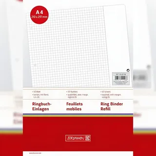 Brunnen Ringbucheinlagen A4 kariert, 50 Blätter