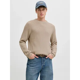 JACK & JONES Rundhalspullover Beige S