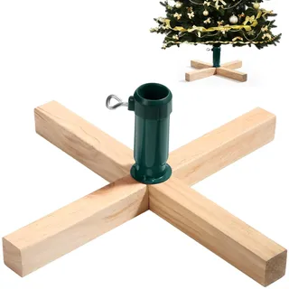 Soaoo Weihnachtsbaumständer aus Holz, 39,7 cm, Ersatz-Weihnachtsbaumständer, Standfuß, stabil, gefälschter Weihnachtsbaumsockel mit Rändelschraube, verstellbar, passend für 0,5 bis 1,26 Zoll