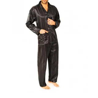 normann Satin Pyjama lang Schattenstreifen Anthrazit 58