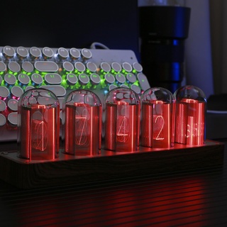 LZLUCKCOME LED Nixie Uhr, Nixie Tube Clock, DIY Nixie Röhrenuhr, LED Digitaluhr, Simulation 6 Bit RGB Glow, Kalender Vintage Tischuhren Schreibtisch Dekoration Geschenk