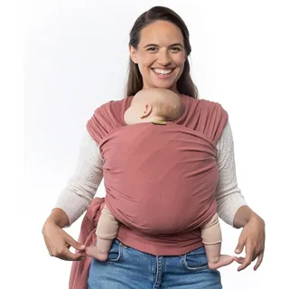Boba Babytragetuch ab Geburt bis 15 kg - Kuschelweiches & Stützendes Baumwollfrottee, Tragetuch Baby Neugeboren bis Kleinkind, Einfach zu Binden (Dusty Pink)