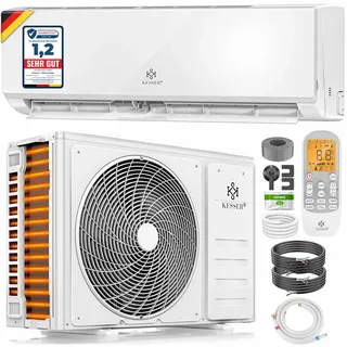 KESSER® Klimaanlage Set Split - mit WiFi/App Funktion Klimagerät - Kühlen A++/ Heizen A+ - 9000 BTU/h (2.600 Watt) Kältemittel R32 - Fernbedienung, Timerfunktion - Inkl. komplettem Montagematerial