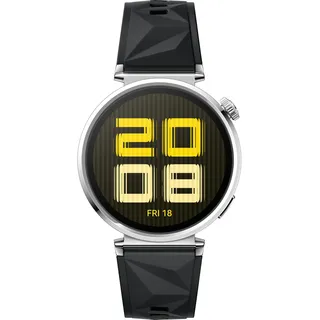 41 mm Silber Fluorelastomer-Armband Schwarz