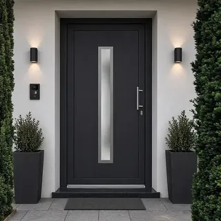 Solid Elements Haustür KF-03  (110 x 210 cm, DIN Anschlag: Rechts, Anthrazit/Weiß)