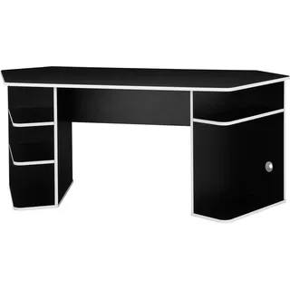 OTTO home Gamingtisch OTTO HOME "Game, Computertisch, Eckschreibtisch", schwarz (schwarz, schwarz), B:180cm H:75cm T:75cm, Tische, Towerfach, Kabeldurchlass, asymetrisches Design, Breite 180 cm