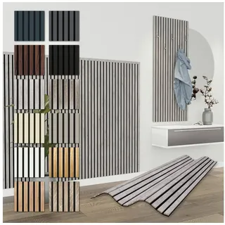Hexim Wanddekoobjekt APH10 (Akustikpaneele 138,5x60cm Holz Comfort - flexible Holzpaneele Platten Lamellenwand MDF Wandpaneele Lamellenverkleidung Wandverkleidung schalldämmend 0.83m2 Chicago Concrete) grau