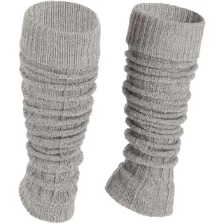 Ateena Stulpen Damen aus Wolle und Acryl, Weiche Winter Beinstulpen in Zopfmuster, Beinwärmer für Tanz, Ballett, Klobige Stiefelmanschetten in Einheitsgröße - Grau - 38