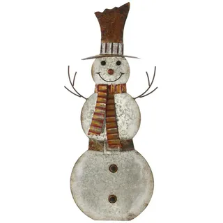 Dekoleidenschaft Deko-Figur Schneemann aus Metall, 75 cm hoch, Silber, Winterdeko, Gartendeko, Aussendeko, Gartendekofigur, Garten-Deko für Draußen