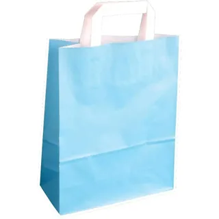 250 Papiertragetaschen Geschenktüten hellblau S 18+8x22cm